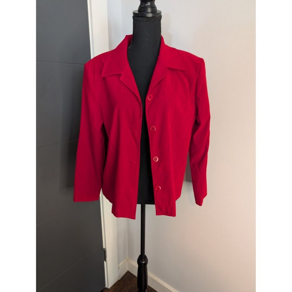 Briggs‎ Petite Red Button-Up Sueded Blazer Jacket Size MP